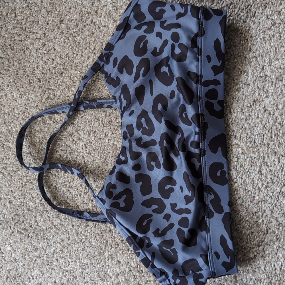 Slate Blue Cheetah Print Workout Matching Set, Medium